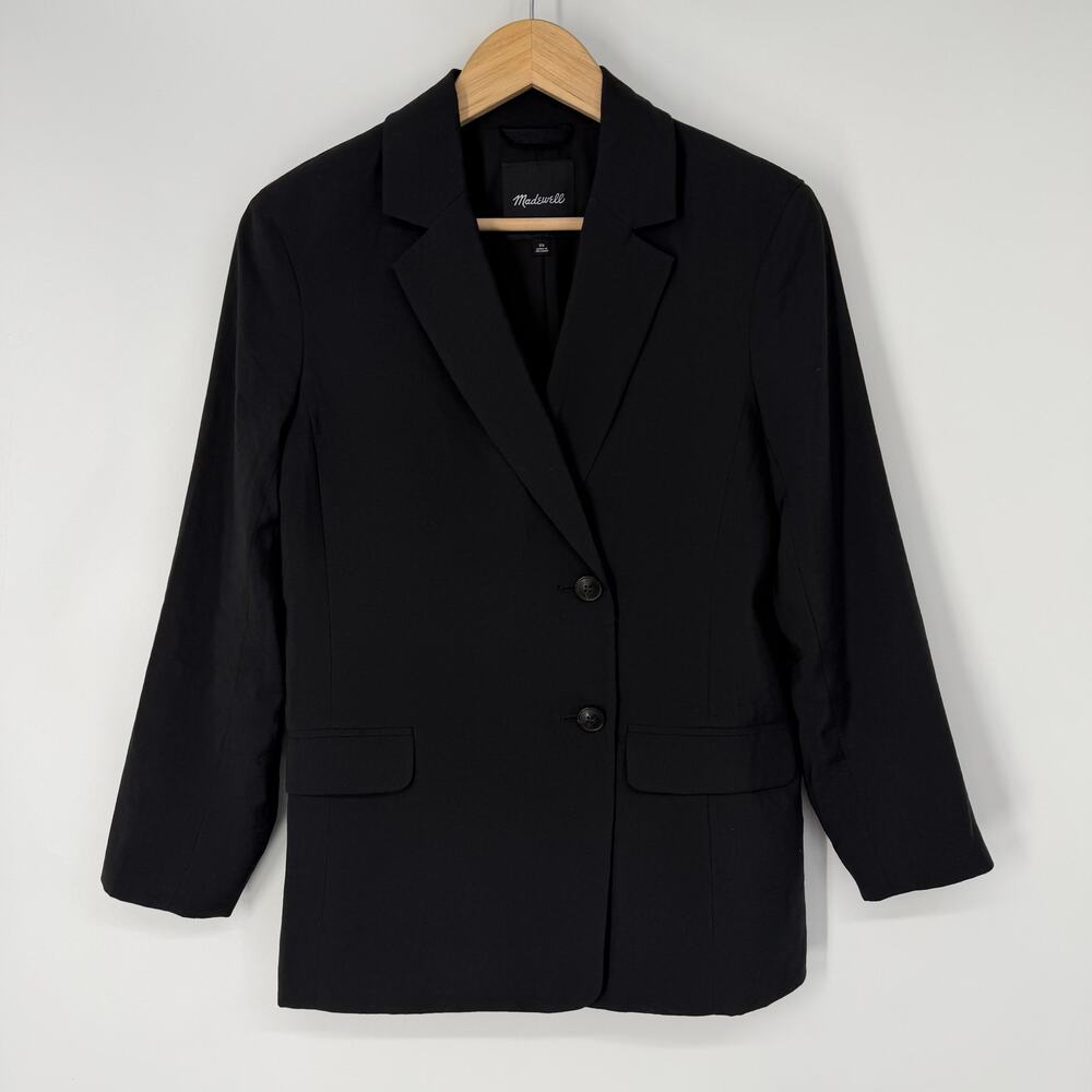 Madewell The Relaxed Blazer Softdrape 2 Button Relaxed Oversized Jacket Black